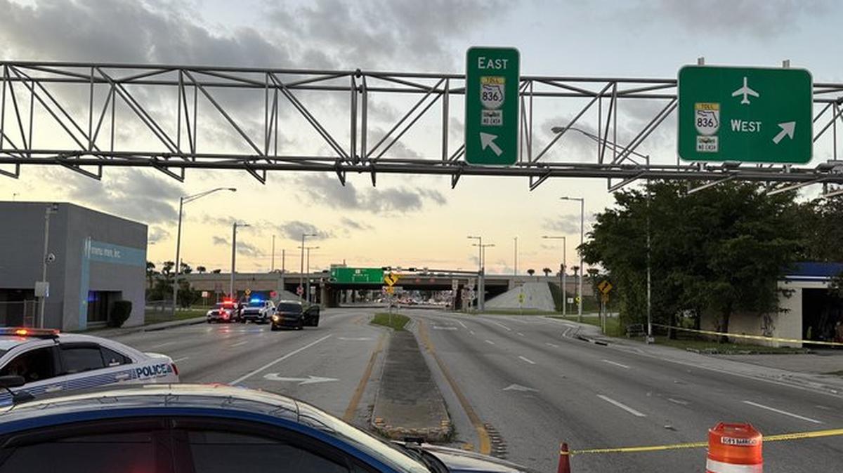 A search for a hit-and-run driver closed Dolphin Expressway’s on and off-ramps near the Miami International Airport and Northwest 27th Avenue in the morning of Friday, Dec. 1, 2023, police said.