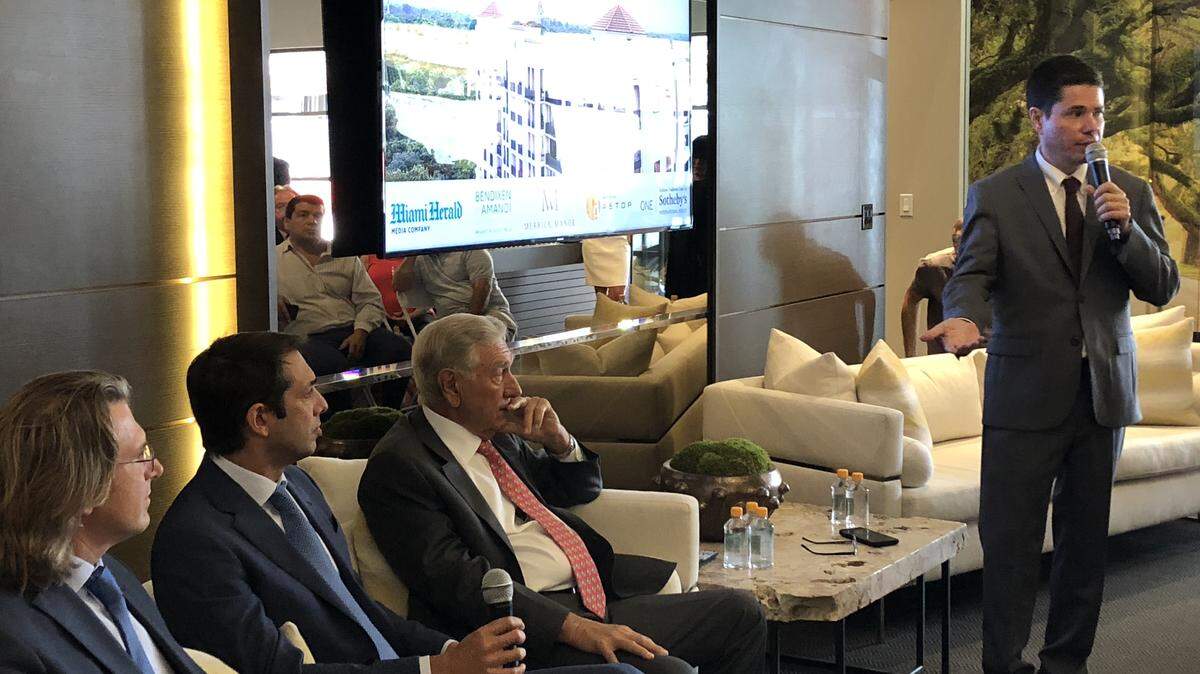 Miami Herald real estate reporter Rene Rodriguez interviews the members of the Melo Group – brothers Carlos and Martin and their father Jose Luis Ferreira de Melo at the MIami Herald’s Pulse on Residential Real Estate event Wednesday, Sept. 12, 2018.