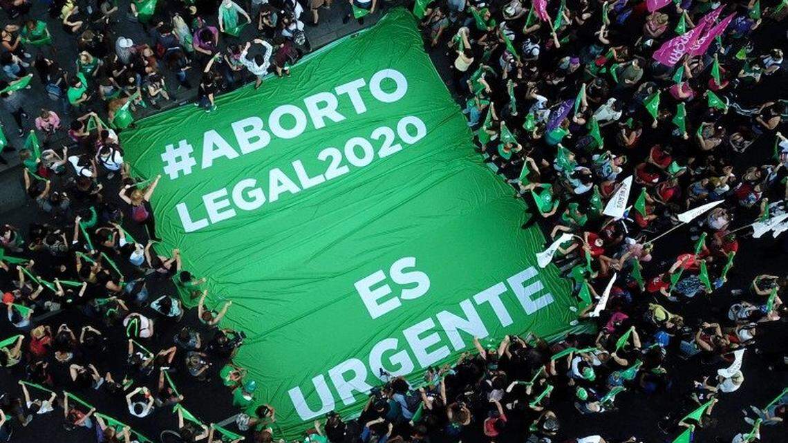 Argentine women converge in the streets in 2020 to demand legal abortion in their country.