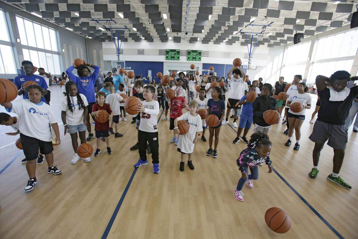 About 200 children participated in the Prison Fellowship Angel Tree sports camp on Saturday, November 15, 2025 in Miami. Andrew Uloza / for Miami Herald