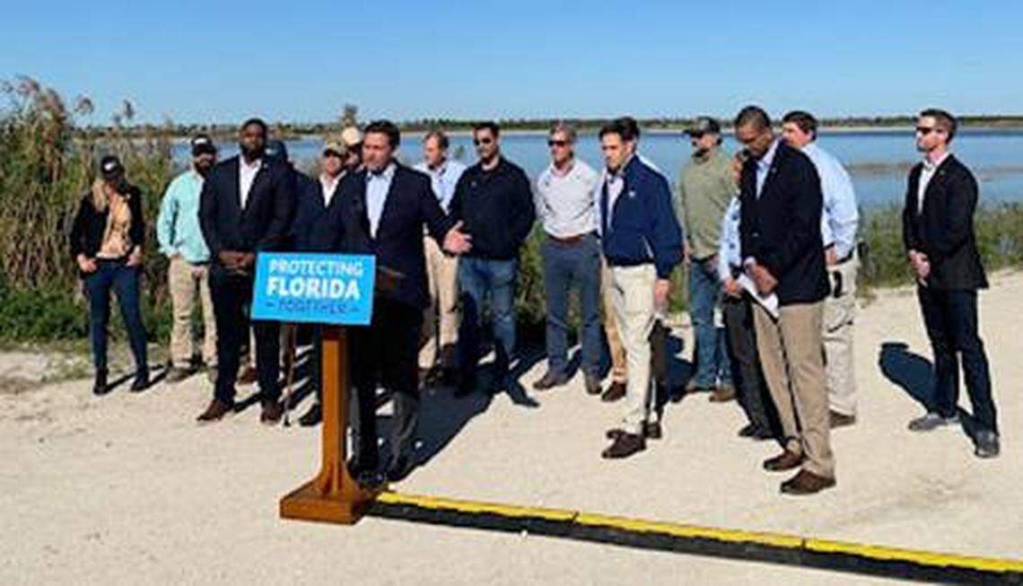 U.S. Sen. Marco Rubio, R-Fla., joined Gov. Ron DeSantis and Republican Reps. Brian Mast and Byron Donalds of Florida for a press conference at the Everglades Agricultural Area (EAA) Reservoir.