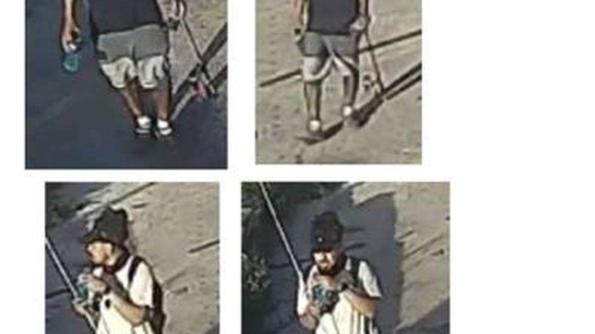 The Florida Fish and Wildlife Conservation Commission released photos of two men they suspect mutilated a pelican on March, 8, 2021.