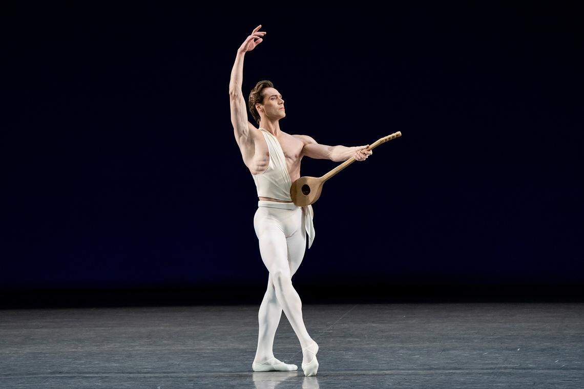 Gonzalo Garcia retired from the New York City Ballet with a final performance in February of 2022. Pictured, Garcia in George Balanchine’s “Apollo.” Copyright: The George Balanchine Trust.