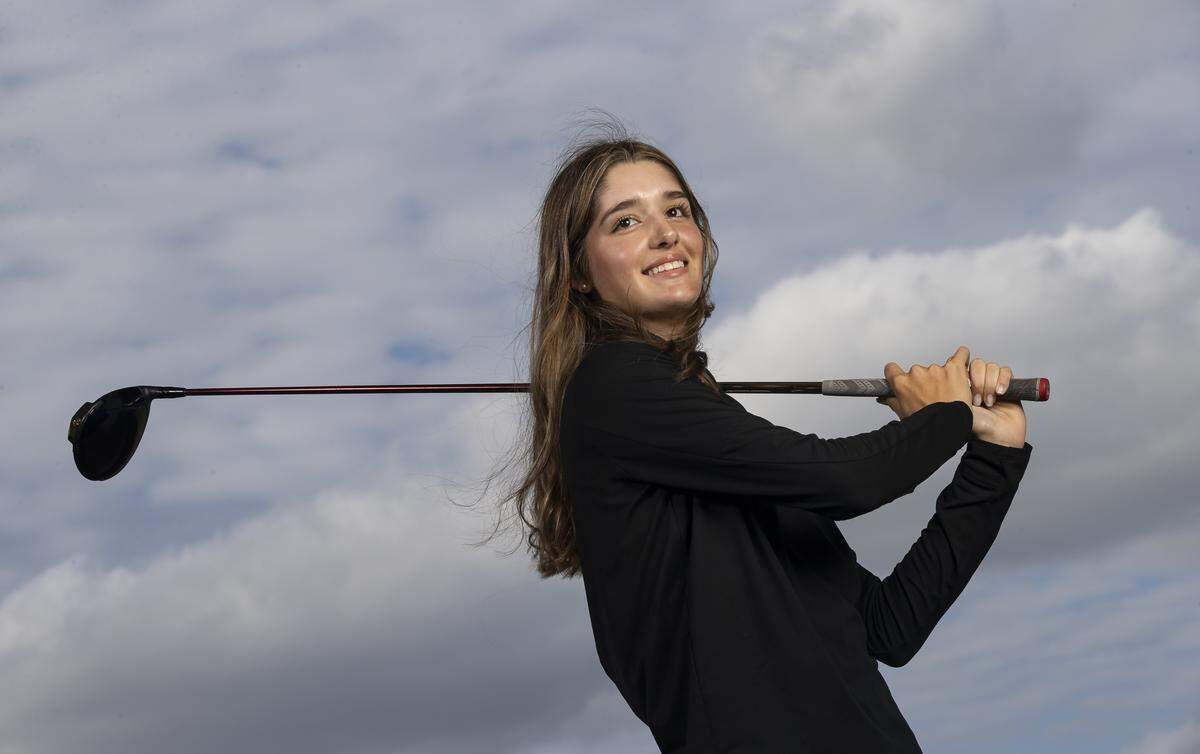 Lilly Riegger, American Heritage, Golf. All-Broward players photographed at Brian Piccolo Sports Park on Wednesday, Jan. 15, 2025, in Cooper City, Fla.