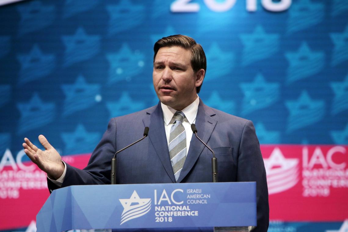 Governor-elect Ron DeSantis speaks at the Israeli-American Council Fifth Annual National Conference in Hollywood on Friday.