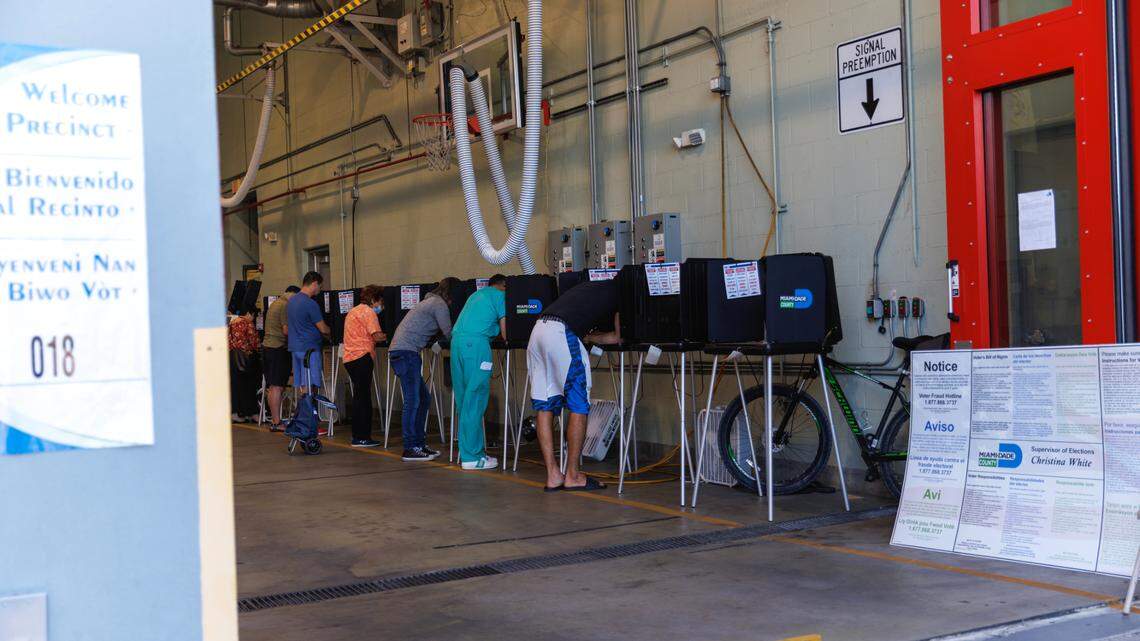 Voters casting their ballots during the midterm elections in Miami-Dade County at the Miami Beach Fire Department - Station 4 on Tuesday, November 8, 2022 in Miami Beach, Florida.