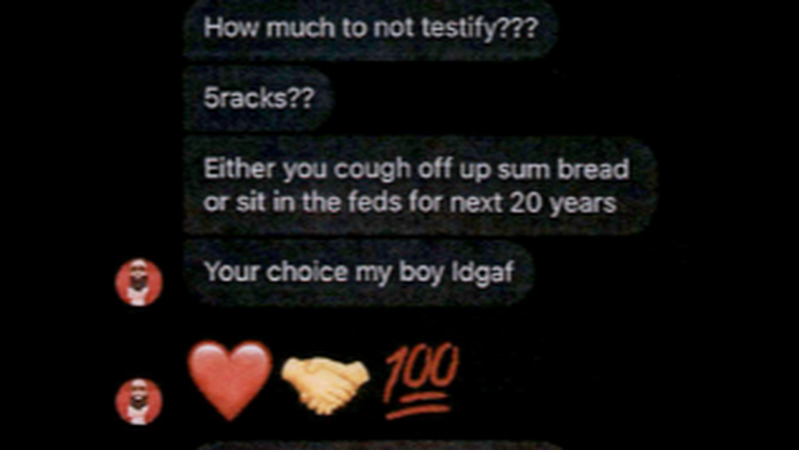 Screenshots of Instagram messages the man sent one of his kidnappers, according to prosecutors.
