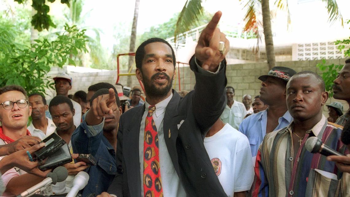Emmanuel “Toto” Constant, a former strongman who once boasted that Vodou and the CIA shielded him from trouble, gestures during a press conference in Port-au-Prince, Haiti, in this Sept. 22, 1994, photo. A lawsuit brought by three Haitian immigrants in Manhattan federal court against Constant claimed he sanctioned systematic rape to silence dissents against a right-wing regime.