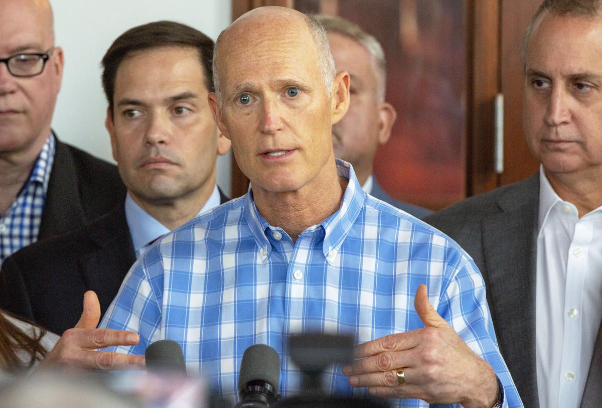 U.S. Sen. Rick Scott, along with Sen. Marco Rubio and Congressman Mario Diaz-Balart, joined Venezuelan, Colombian, and Cuban community leaders throughout South Florida and spoke to the media about the ongoing crisis in Venezuela. They gathered at Las Vegas Cuban Cuisine restaurant in Doral, Florida, on Friday, May 3, 2019.