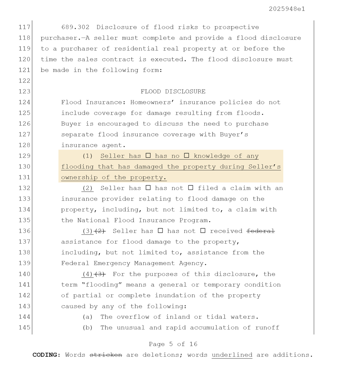 Un nuevo proyecto de ley que se aprobará en la Legislatura de Florida obligaría por primera vez a los vendedores de viviendas a revelar el historial de inundaciones a los posibles compradores.