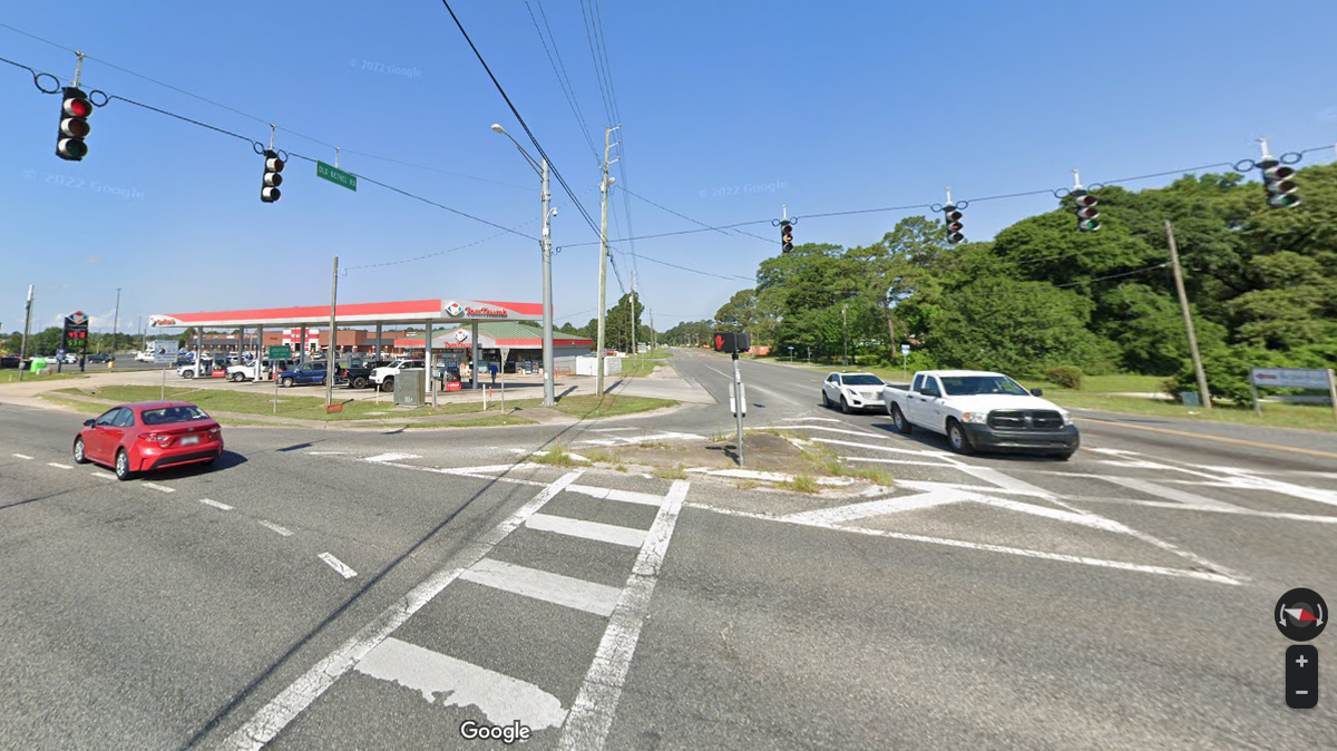 This is the Crestview, Florida, intersection where the vehicle was pulled over Sunday, Oct. 9, the Okaloosa County Sheriff’s Office says.