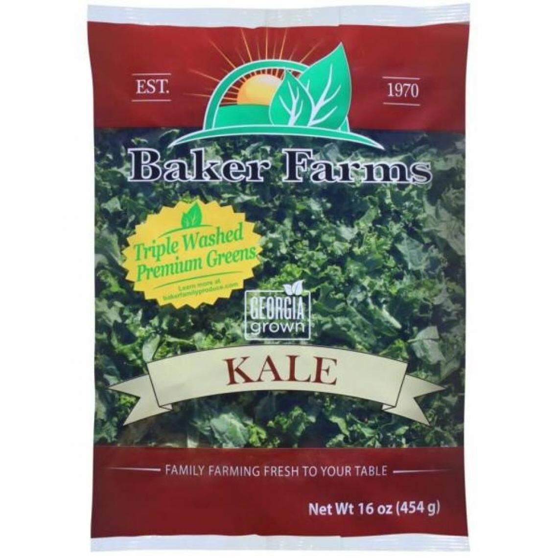 Baker Farms Kale, with a UPC 8 13098 02001 6, production code 0009107020-21832 and use by date of Sept. 18, 2021, is one of Bakers Farms kale products that are recalled due to possible listeria contamination.