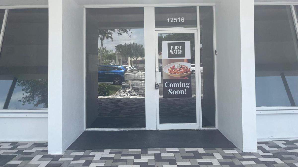 The sign on the door of the former Lime Fresh Mexican Grill in the Shops of Kendall indicates the property will soon become First Watch.