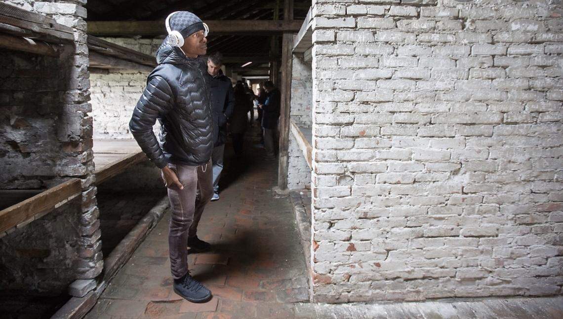 Former Miami Heat star Ray Allen visits Auschwitz concentration camp in Poland in 2017.