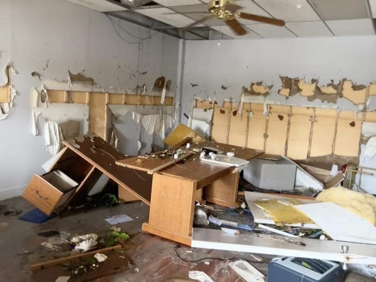 These are the wrecked offices of the Poor Clare San Damiano Monastery on Fort Myers Beach, caused by the storm surge of Hurricane Ian as seen on Sept. 29, 2022.