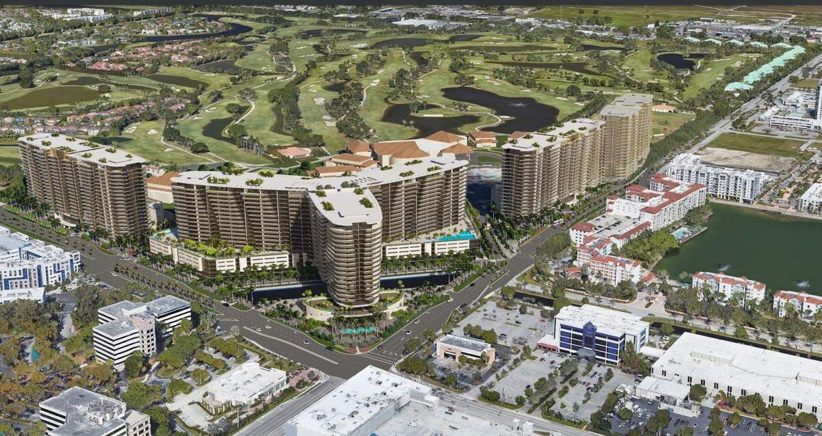 A rendering of the proposed Doral International Towers, a residential and commercial complex on the grounds of President-elect Donald Trump’s Doral resort.