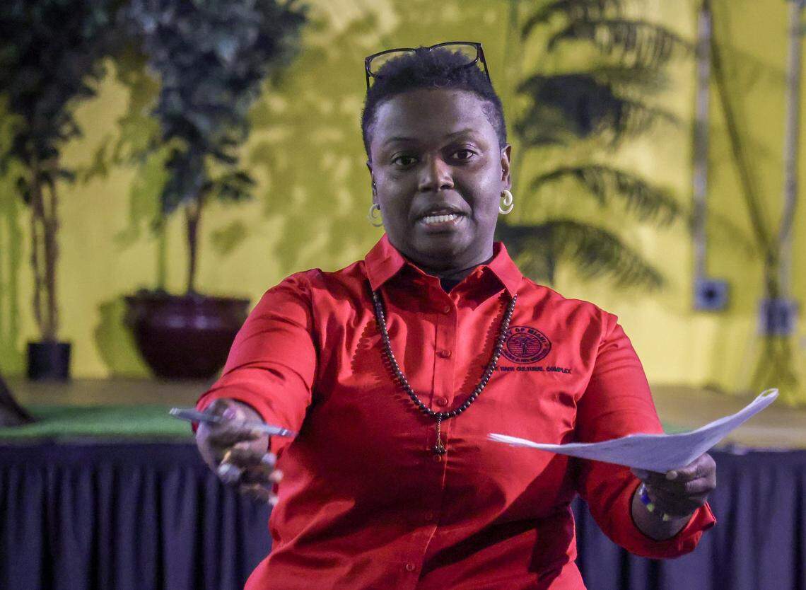 Dasha Saintremy has been appointed the new manager of the Little Haiti Cultural Complex, taking on the challenge of revitalizing the center amid ongoing struggles. Saintremy has embedded herself entirely in the community as she listens to the plans for the Haitian Heritage Month from community stakeholders on Tuesday, April 15, 2025, in Miami, Florida.