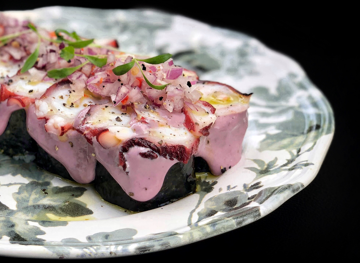 Pulpo al Olivo roll at Itamae, one of the best dishes we tasted in 2019