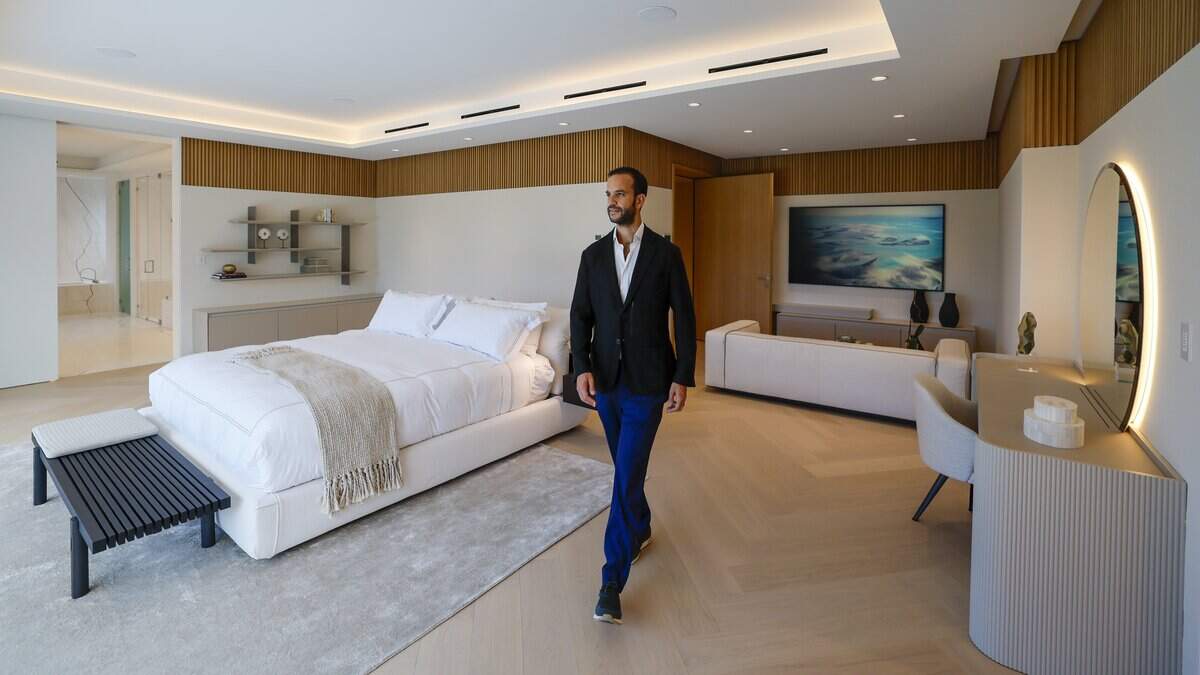 David-Emmanuel Cohen, President and CEO of Madar Group USA, inside the master suite. Cohen is developing The Mansions, an exclusive 2.5-acre enclave of newly built, freestanding mansions on Fisher Island on Miami Beach, Florida, on Wednesday, June 10, 2026.
