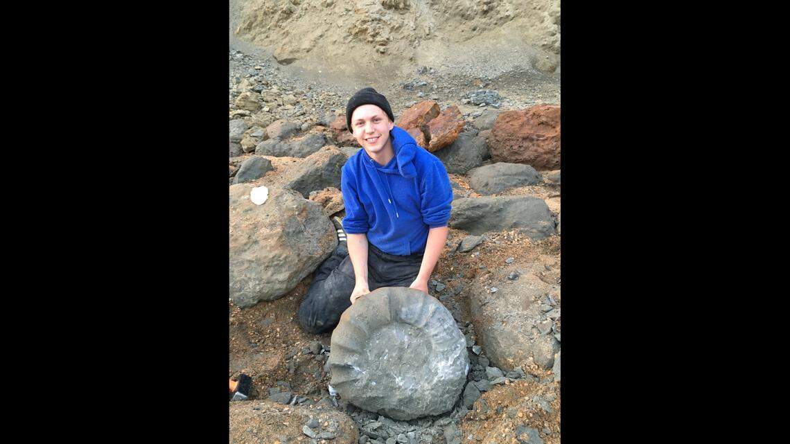 Jack Wonfor (pictured) is among the fossil hunters on the Isle of Wight who found a 211-pound fossilized seashell. It’s a 115-million-year-old ammonite, best described as a “squid-like cephalopod living within the large spiraled shell.”