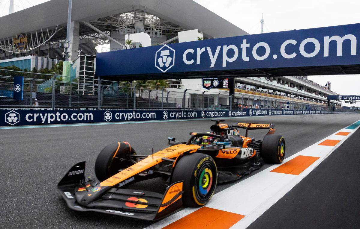 McLaren driver Oscar Piastri of Australia makes his way toward a turn during the Formula One Miami Grand Prix at the Miami International Autodrome on Sunday, May 4, 2025, in Miami Gardens, Fla.