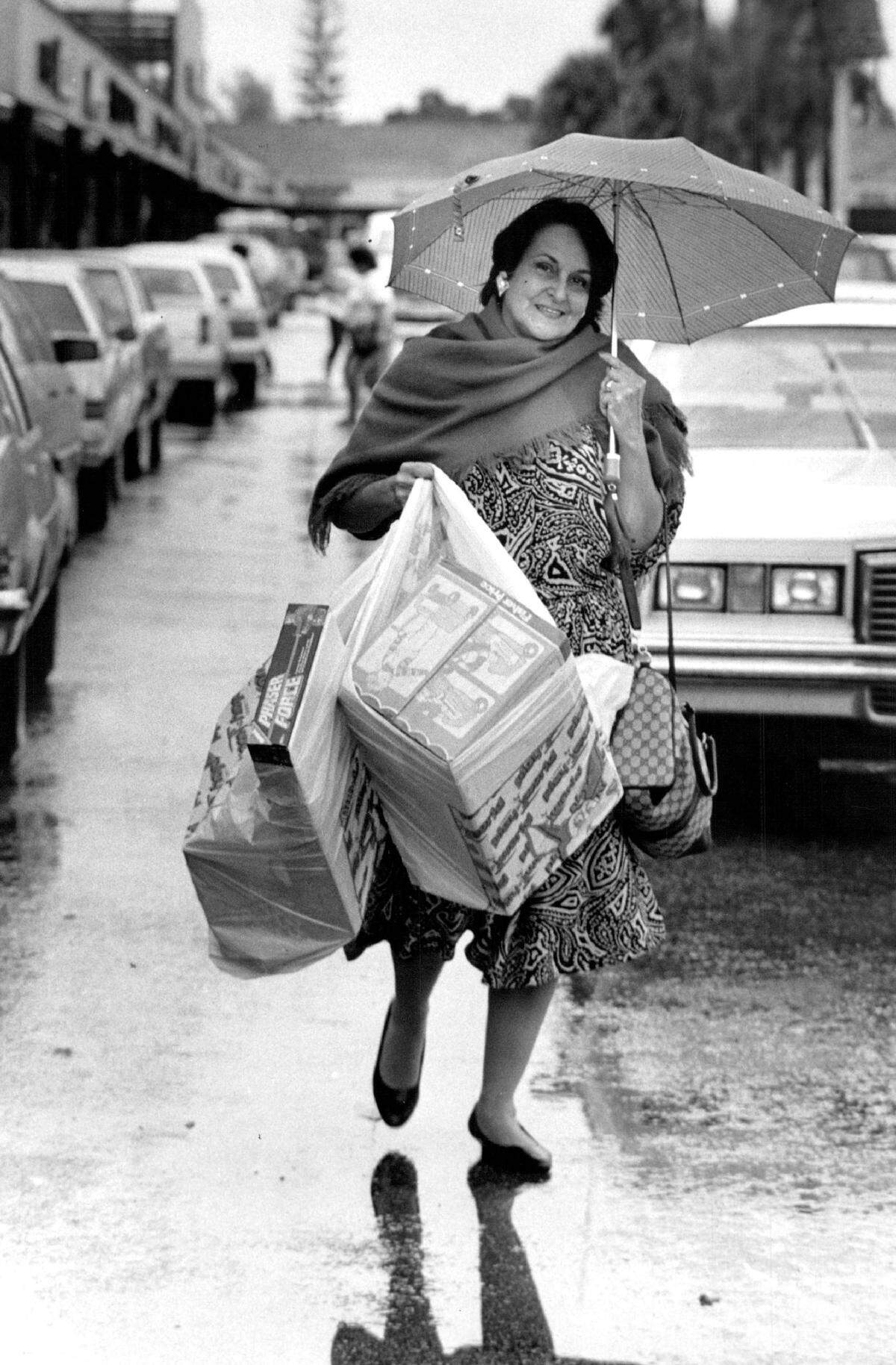 In 1986, Obdulia Hernandez does last-minute toy shoping for her grandchildren, at the Westchester Shopping center.