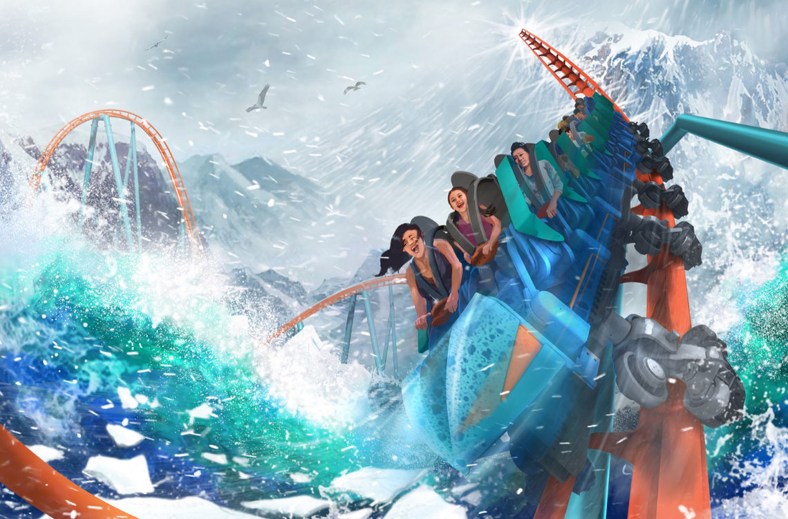 Ice Breaker will feature a quadruple launch. After leaving the station, riders will first magnetically launch backwards, then forward, then backward, and finally forward with enough momentum to hit the ride’s top speed of 52 mph.
