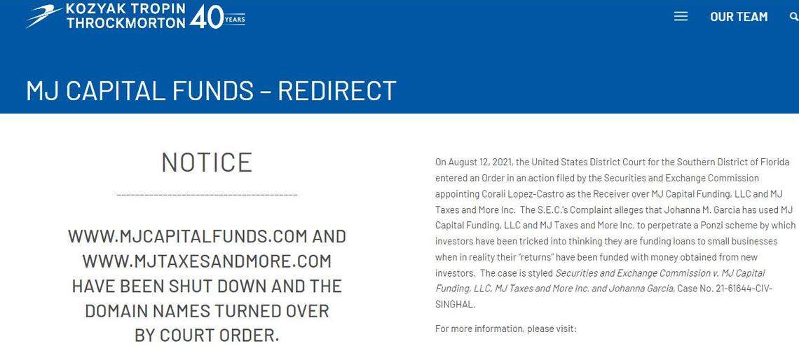 What you see if you try go to MJCapitalFunds.com.