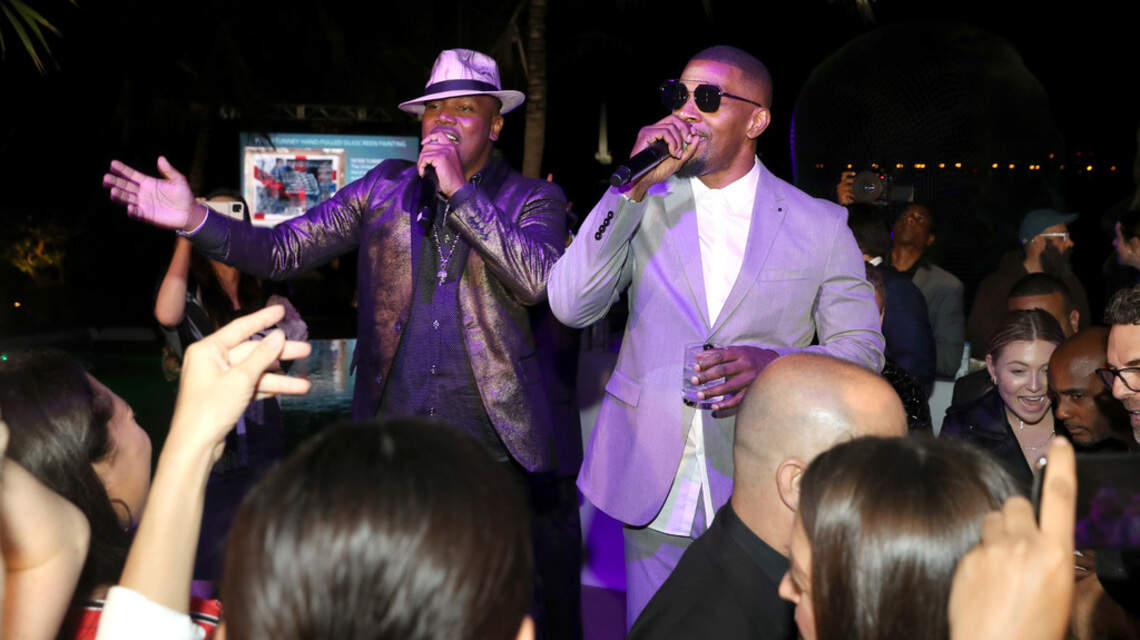 Jamie Foxx dancing merengue with fans at a Miami Super Bowl party is literally everything
