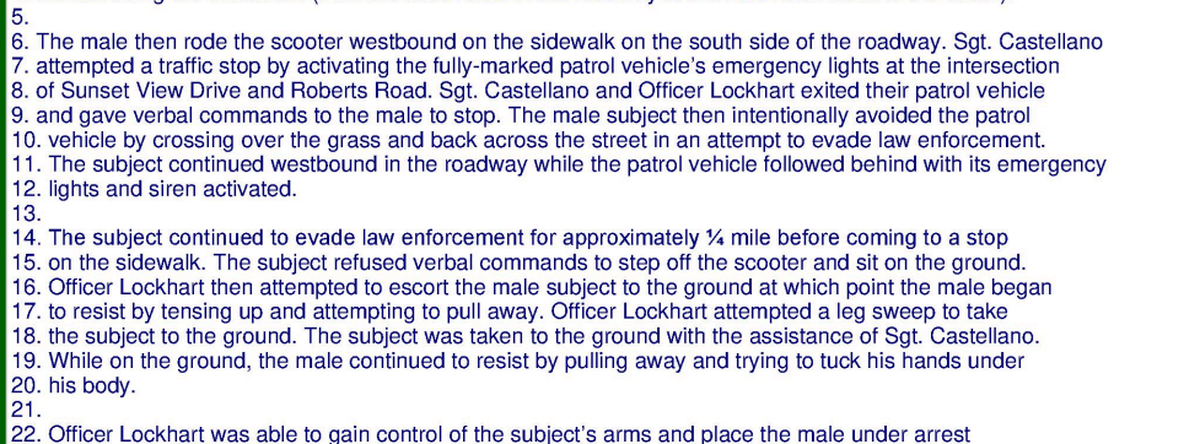 A snippet from the Jan. 21, 2026 arrest report of Perez-Jimenez.