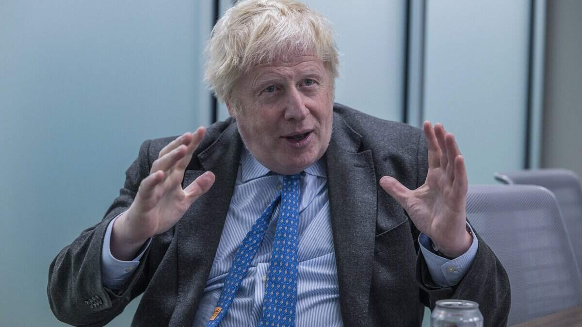 Former Great Britain Boris Johnson talks with Miami Herald reporter Claire Heddles at the College of Arts and Sciences, about his tenure at the University of Miami as a Provost's Visiting Lecturer and Distinguished Arts & Sciences Scholar, for the Spring 2022, on Wednesday, April 22, 2026.