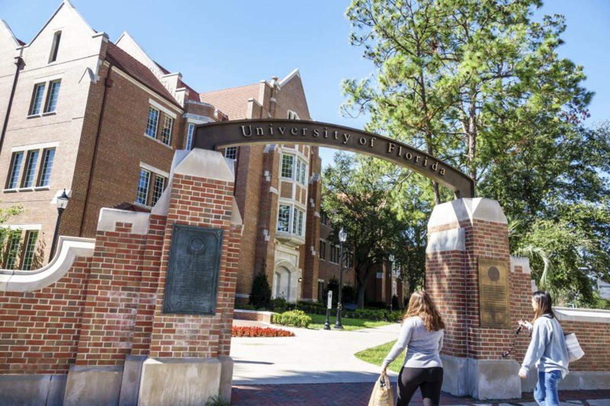The University of Florida campus in Gainesville. UF ranked No 5 in the country among public universities, according to the 2022 U.S. News & World Report rankings.
