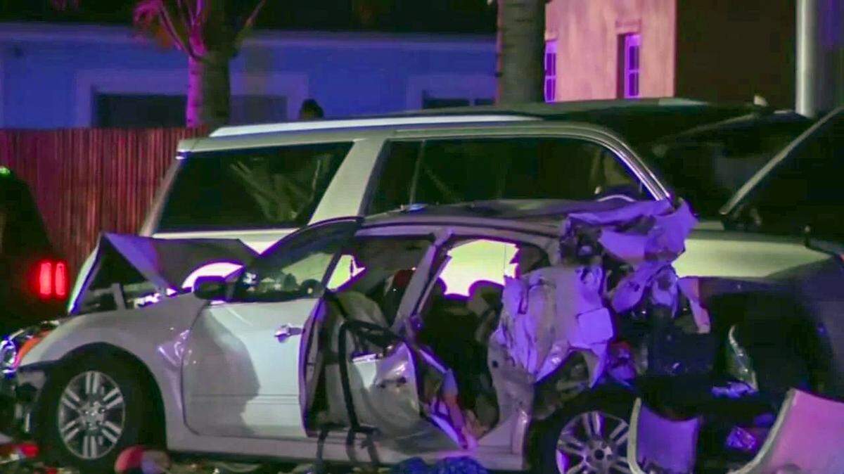 The site of a tragic multi-car crash in Miami Gardens on Saturday evening, where five people including four childrenlost their lives.