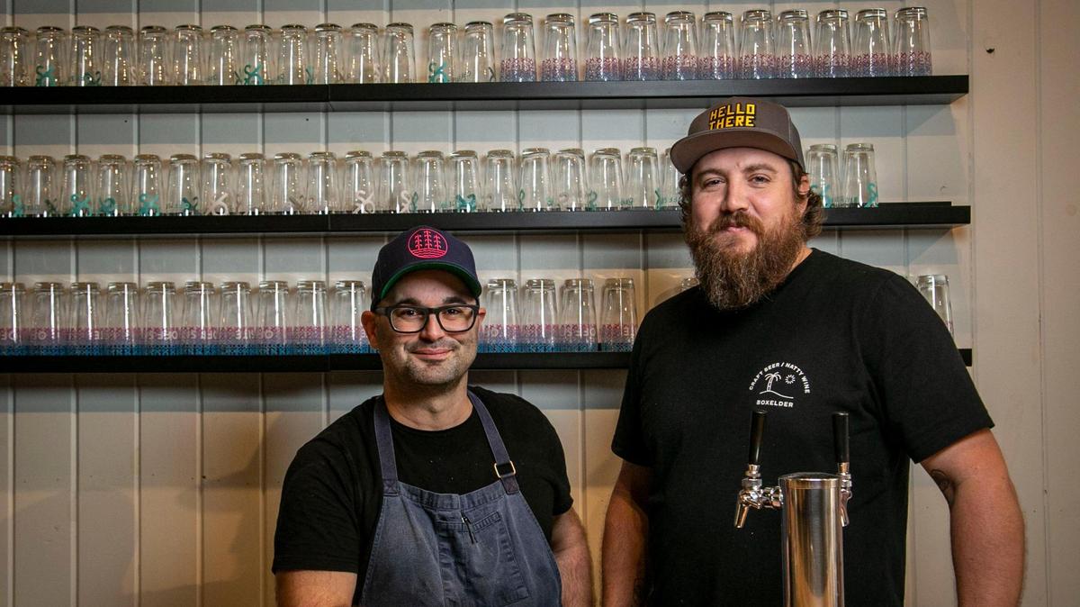 Steve Santana, left, founded Miami’s popular Taquiza tacos, Adam Darnell, right, founded Wynwood’s Boxelder craft beer bar. Now they’ve joined to open the new microbrewery and restaurant Off Site in Little River.