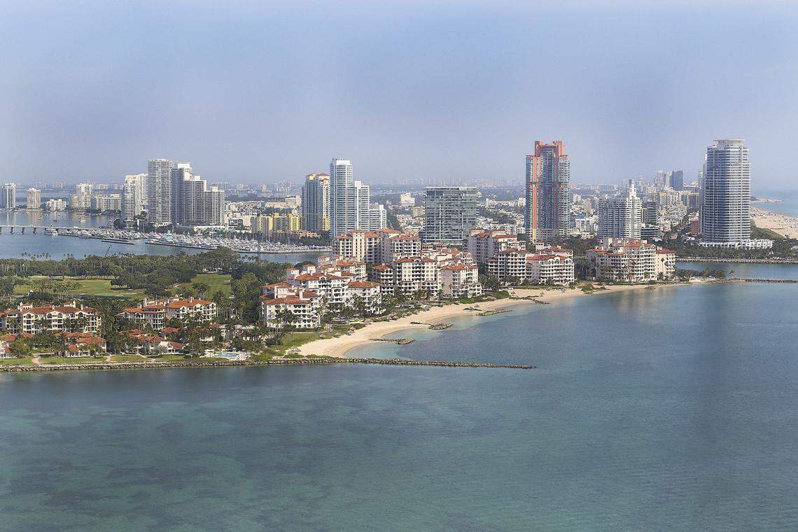 A view of Fisher Island from the air. Residents and staff have to use ferries to get to the island from docks on the MacArthur Causeway near South Beach.