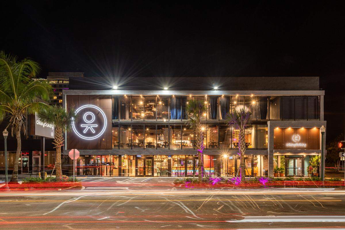 The three-story Okeydoke in Brickell includes places to eat, drink and a club with live music and DJ performances.
