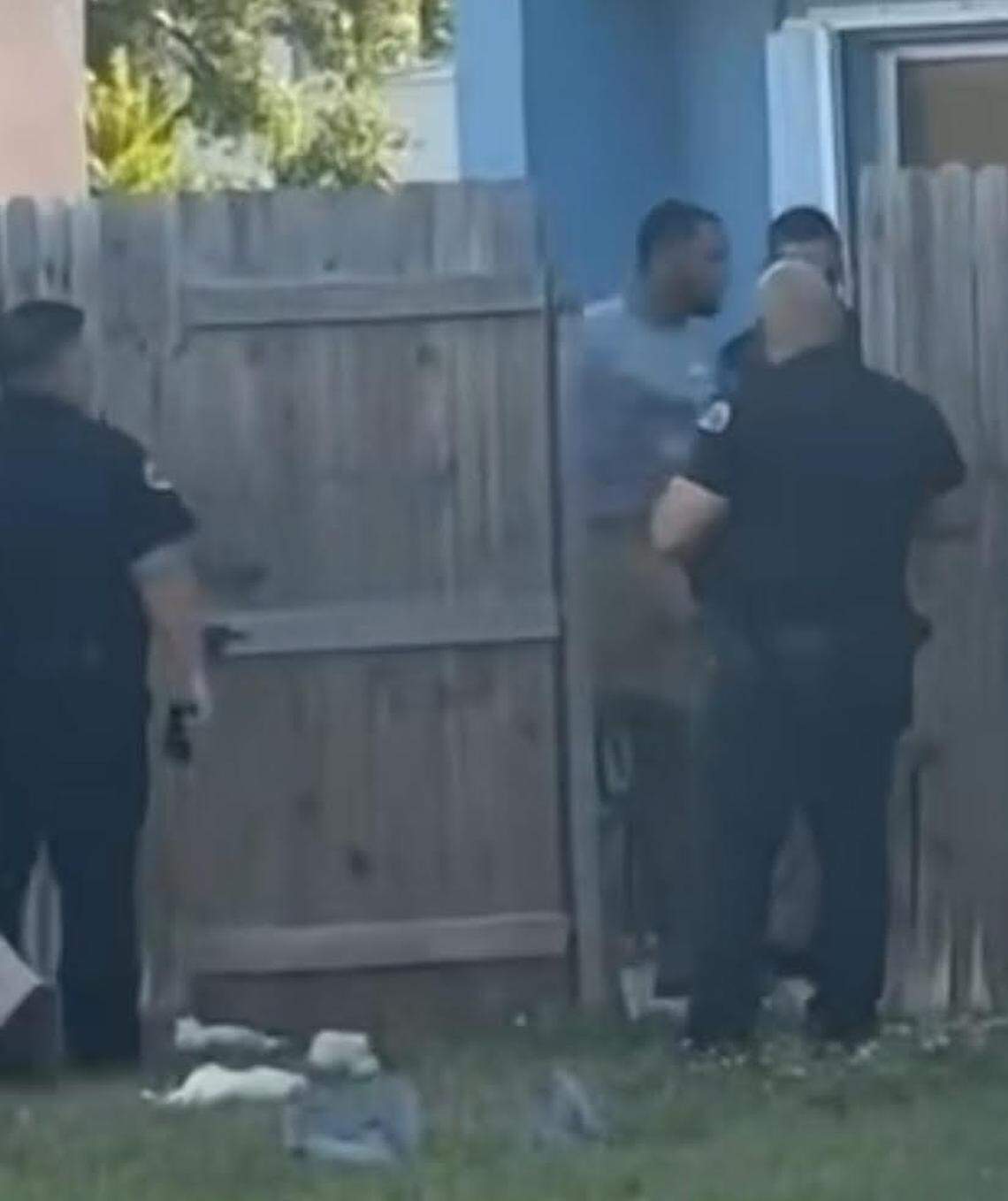 Key West police arrest Kentrell Freeman in the backyard of the Poinciana Apartment complex on Dunlap Drive Thursday, May 29, 2025. Police say Freeman stabbed two people at a carpentry office on Simonton Street in Key West the day before.