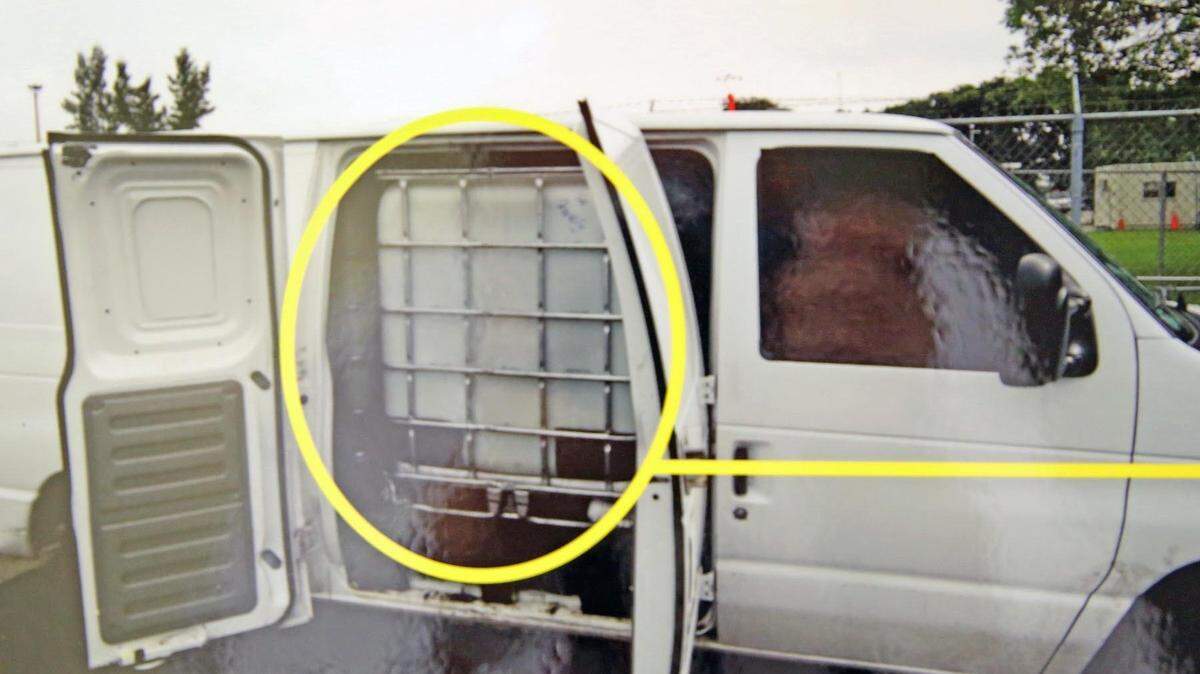 Police say this fuel truck was one of almost a dozen that were confiscated during “Operation Fill er Up,” a sting involving Miami-Dade and Medley police and the U.S. Secret Service. Thirteen people were arrested and 156 stolen credit cards were retrieved.