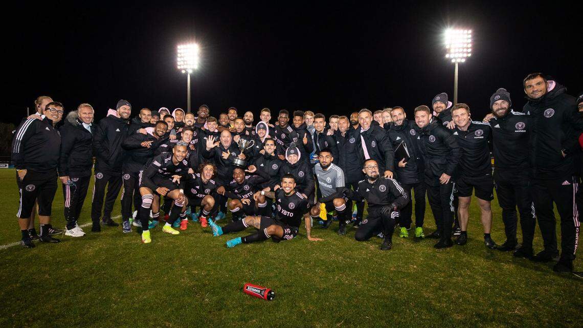 Inter Miami won its first trophy in club history on Saturday, clinching the Carolina Challenge Cup preseason tournament with a 2-1 win over Charlotte FC.