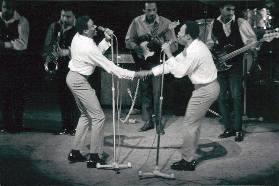 R&B singers Sam and Dave, who got together in Overtown, performing in 1968.