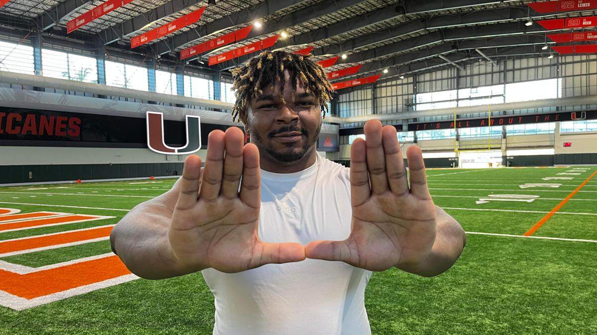 Miami defensive tackle Marley Cook, a transfer from Middle Tennessee, addressed the media for the first time this week after squatting a program-record 705 pounds.