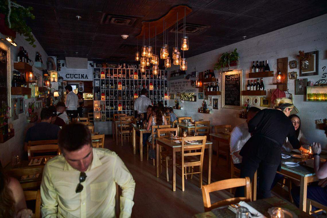 The cozy interior of Pane & Vino on Washington Avenue in Miami Beach, which was just named one of the top 100 restaurants in Florida by Yelp.
