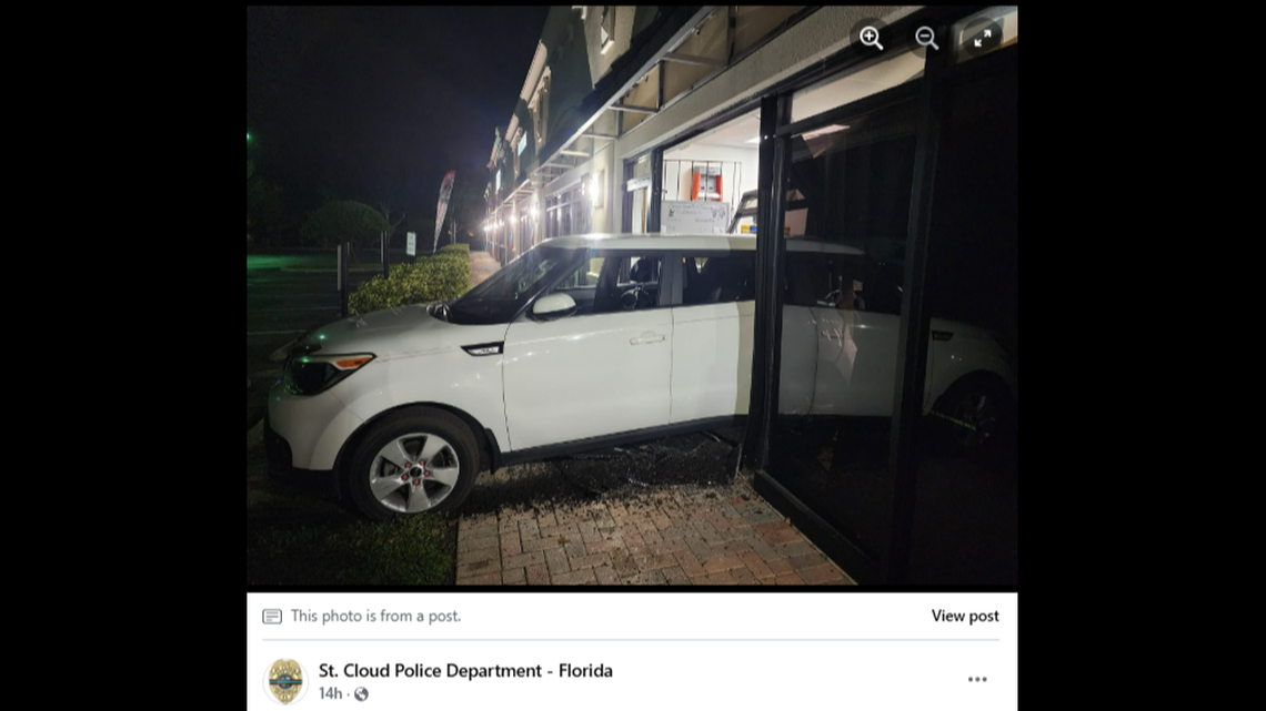 Late night burglary spree came to a humiliating end for three Florida teens when their car got stuck inside a gun store, Florida cops say.