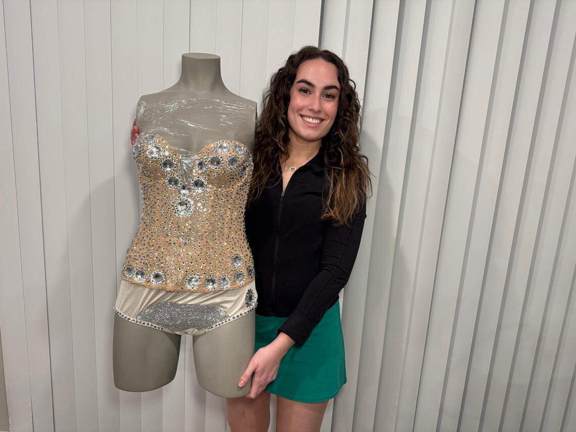 Alexis Roberts, 26, is determined to finish her recreation of a bedazzled corset worn by Taylor Swift in the “Bejeweled” music video. She plans to wear the costume to Swift’s sold out stadium concert in Miami Gardens.