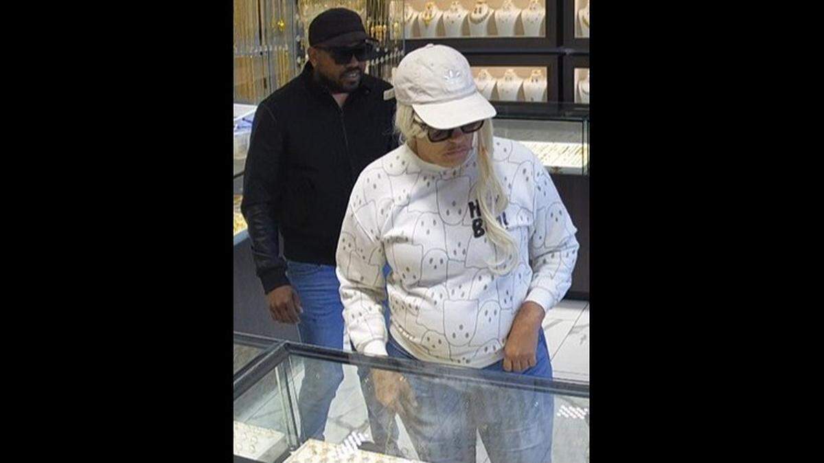 Dubai Jewelry security camera footage of robbery suspects, who Nasvhille police say are Orlando Valdes Hernandez and Milleni Garcia.