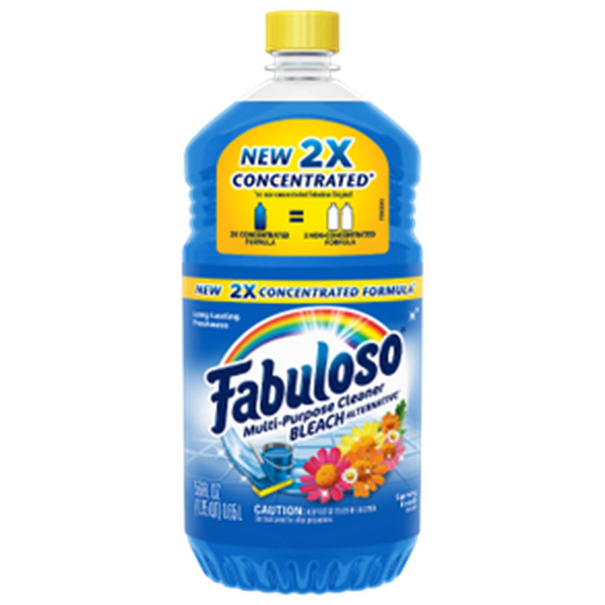A 56-ounce bottle of Fabuloso Multi Purpose Cleaner Bleach Alternative 2X Concentrated Formula Spring Fresh Scent
