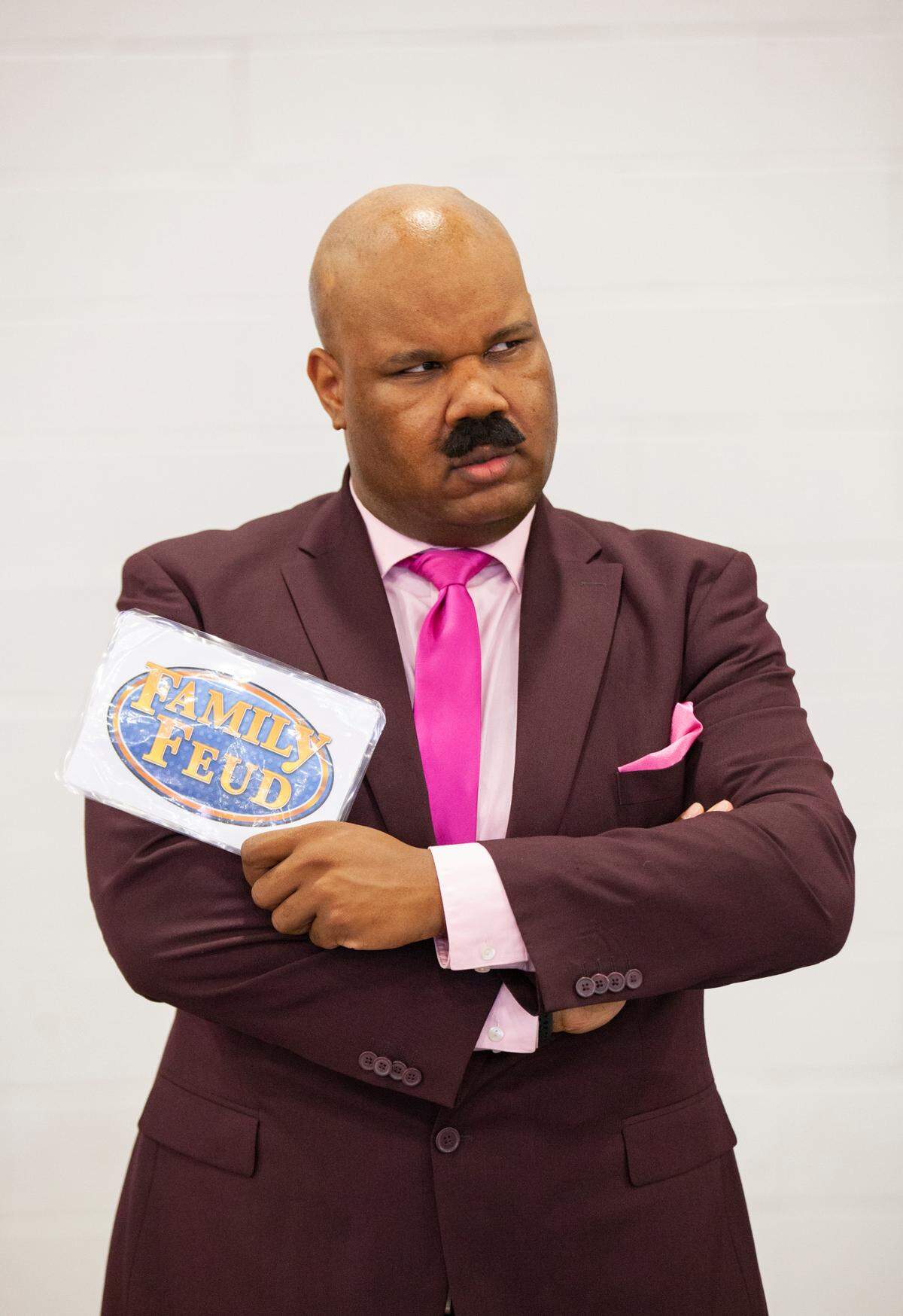 Damarri Brown, 32, cosplays as Steve Harvey during Florida Supercon 2023 at the Miami Beach Convention Center on Friday, June 30, 2023 in Miami Beach, Florida. “He’s my mom’s idol,” Brown said.