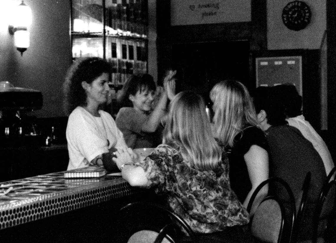 Staff at the Coffee Table Coffee shop in Davie mix it up with the regulars.