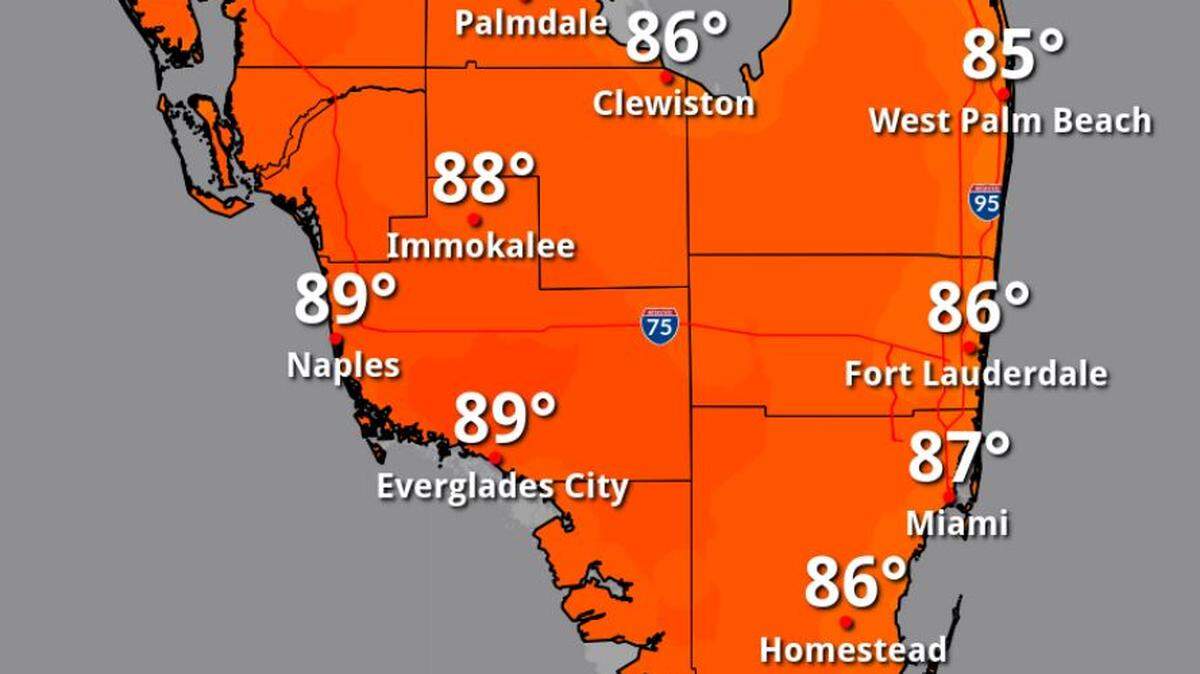 A National Weather Service map shows temperatures for Sunday, Oct. 26, 2025.