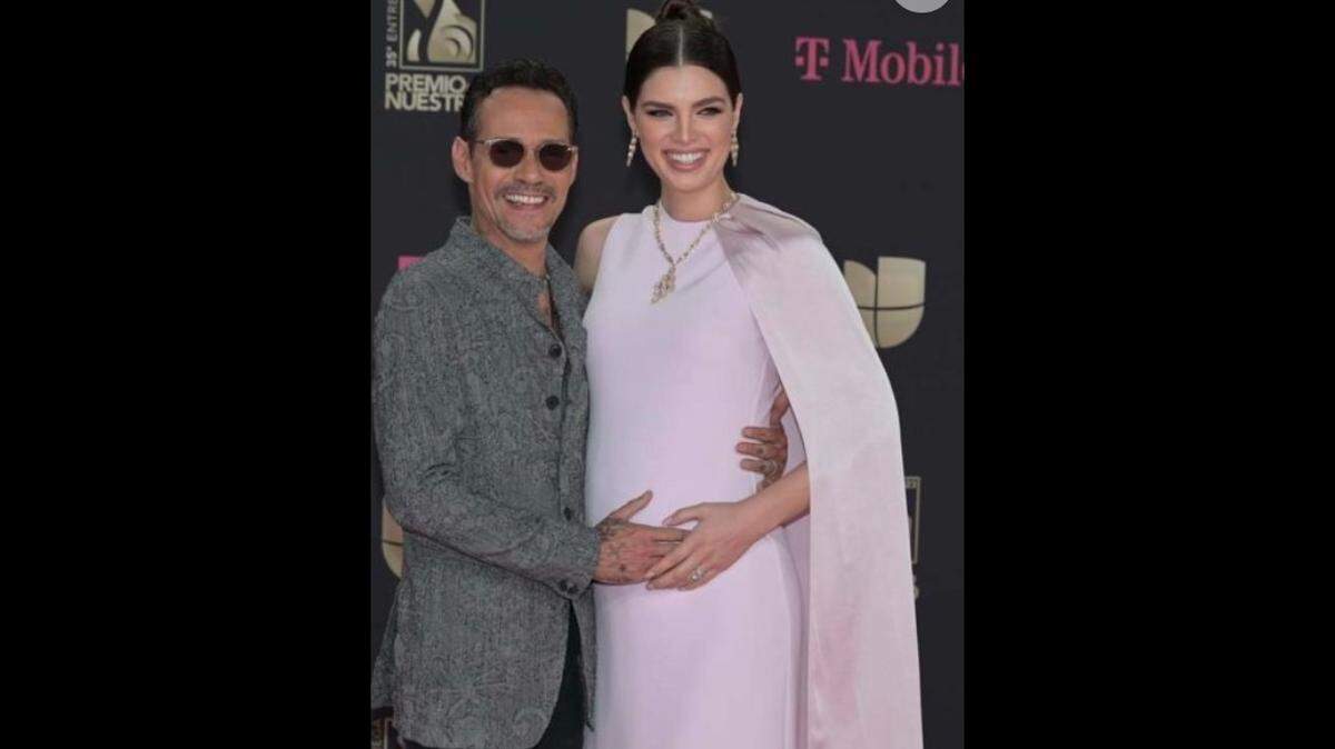 Marc Anthony and wife Nadia Ferreira at the 35th Premio Lo Nuestro awards at the Miami-Dade Arena (now Kaseya Centre) February 23, 2023